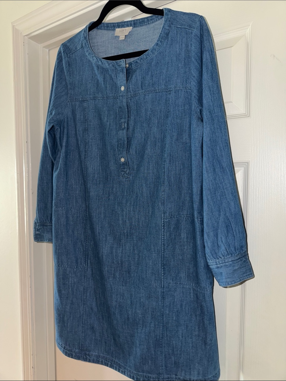 LOFT Blue Denim Henley Tunic Dress